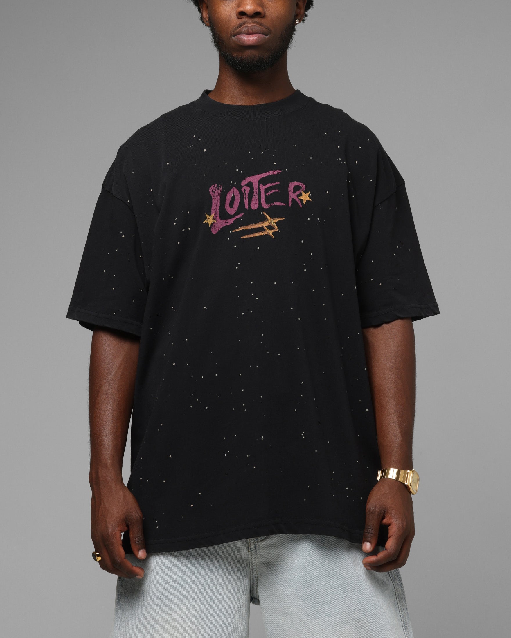 Loiter Melancholy T-Shirt Black Acidwash