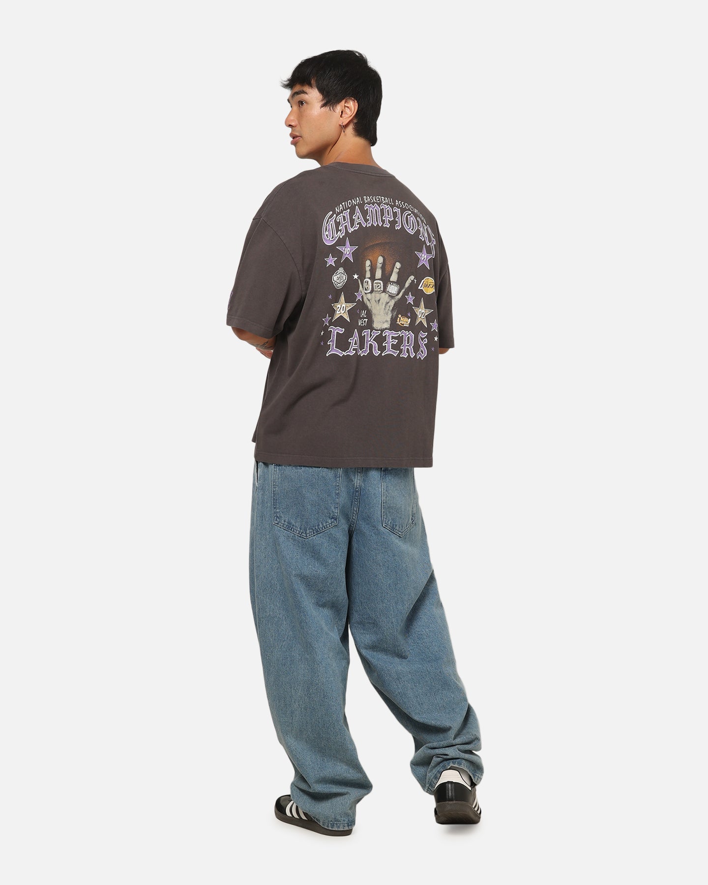 Mitchell & Ness Los Angeles Lakers Blackletter Champs Box T-Shirt Slate