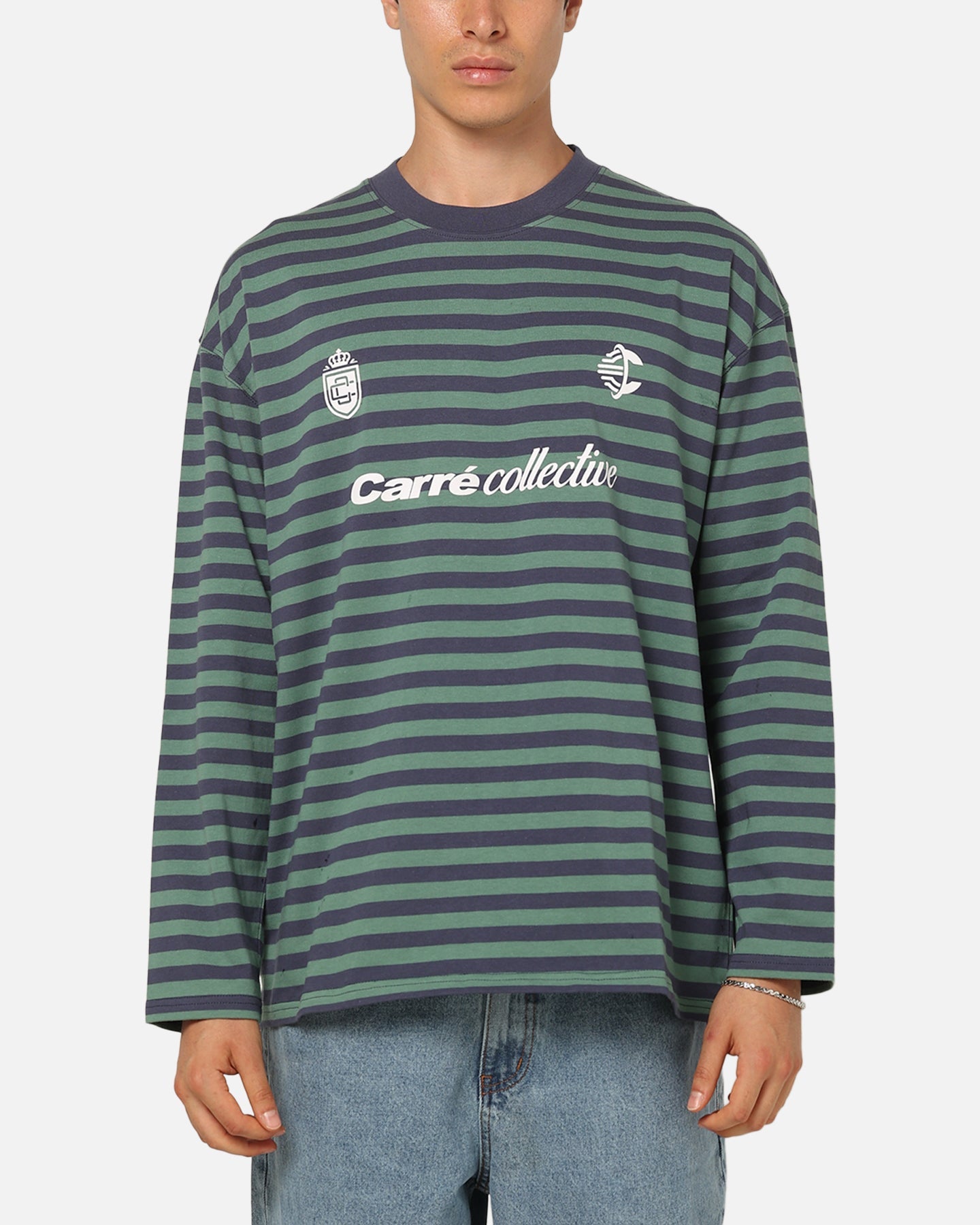 Carre Collective Stripe Long Sleeve T-Shirt Navy Stripe