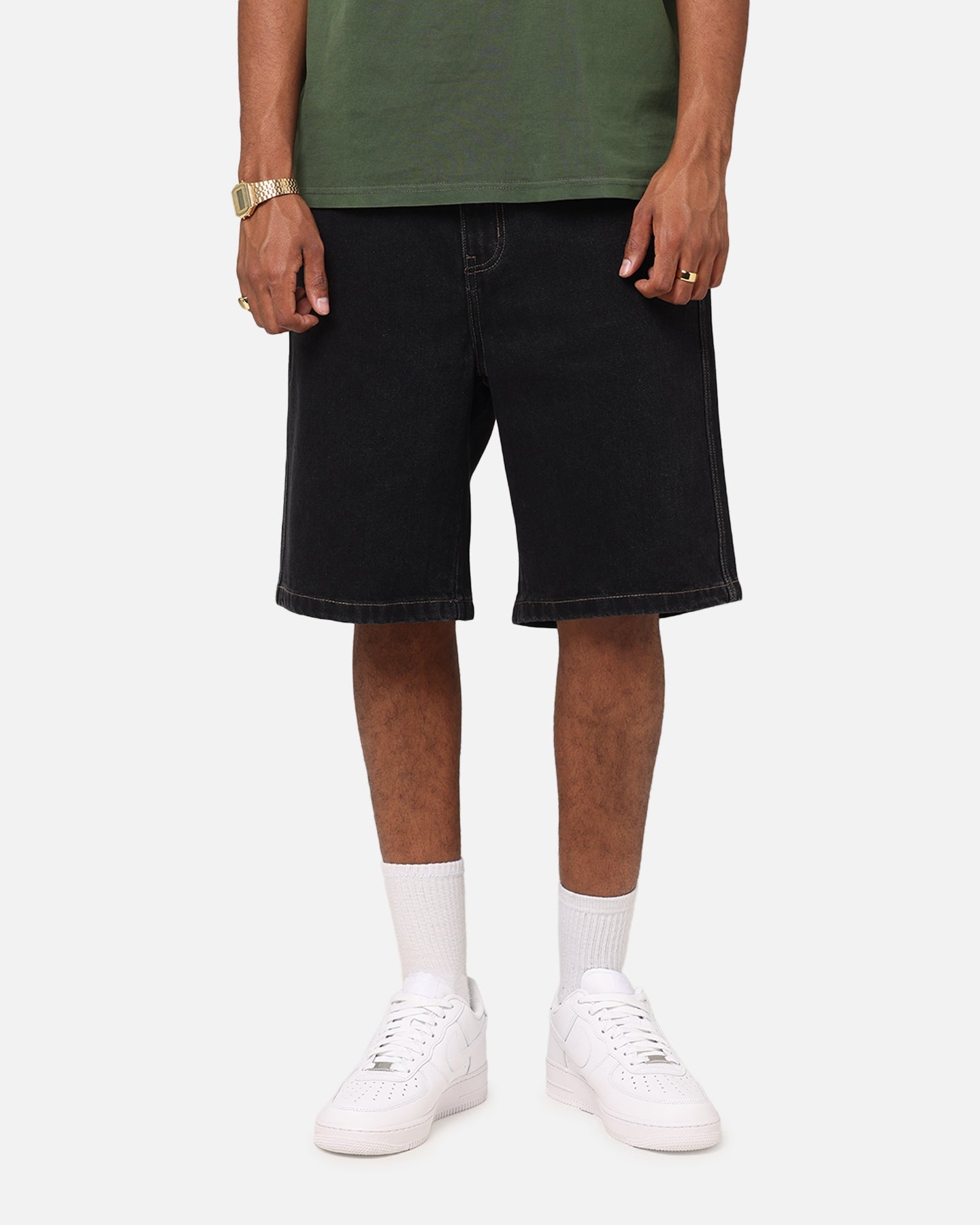 S Double Denim Standard Shorts Black Wash