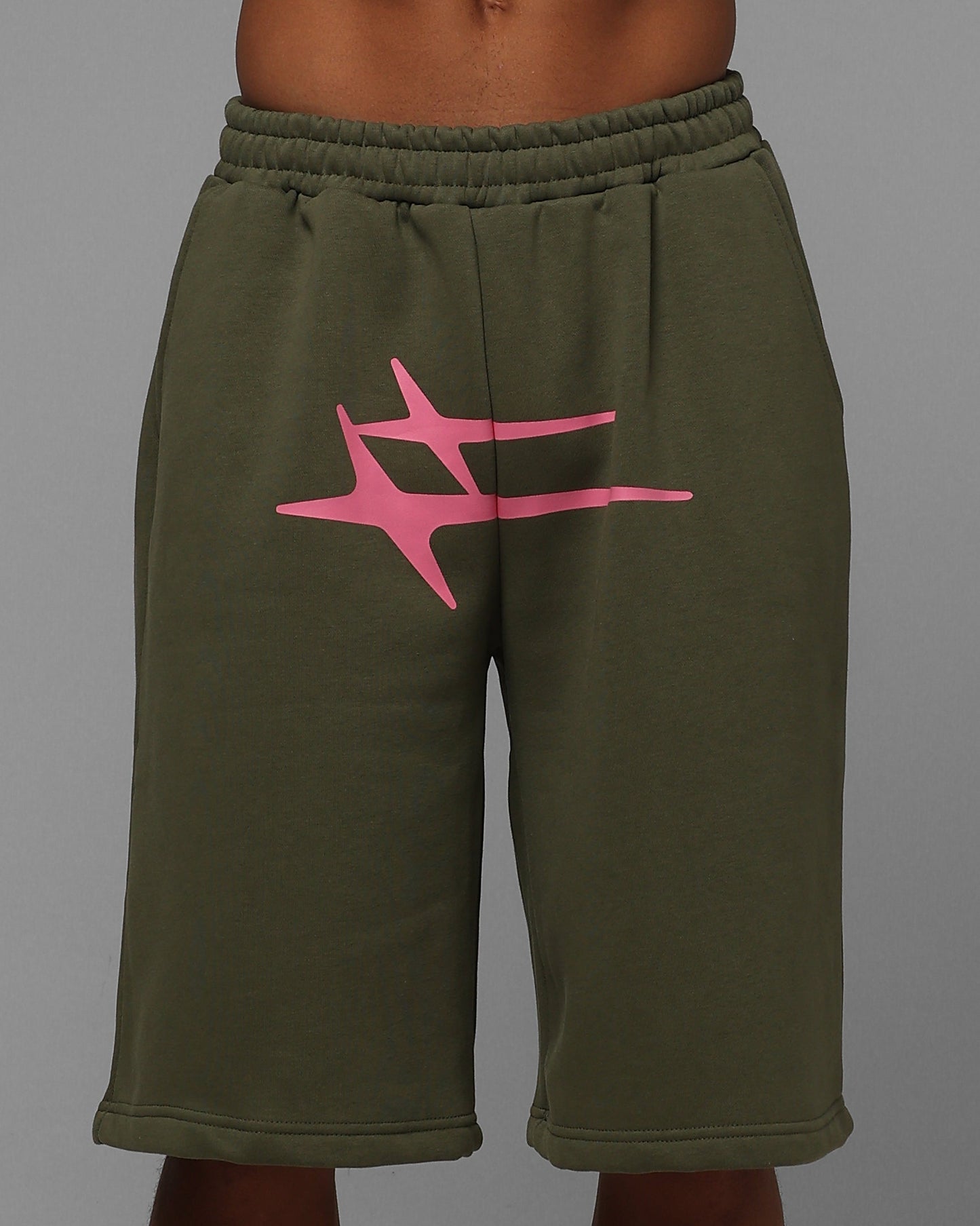 Loiter Hybrid Premium Shorts Olive/Pink