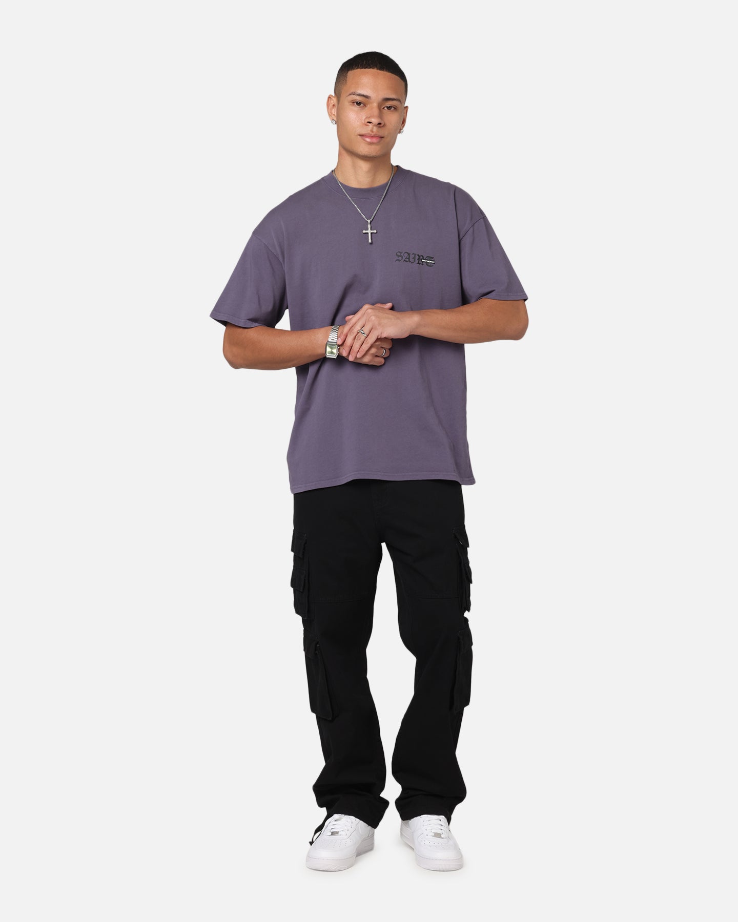 Saint Morta Modern Utility Cargo Pants Washed Black