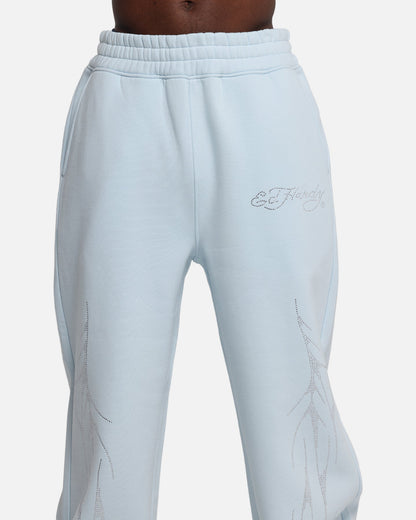 Ed Hardy Cyber Rhinestone Track Pants Light Blue
