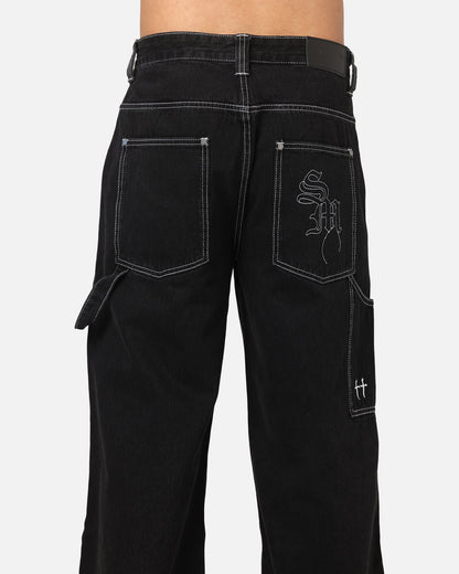 Saint Morta Amplus Fray Carpenter Jeans Contrast Black