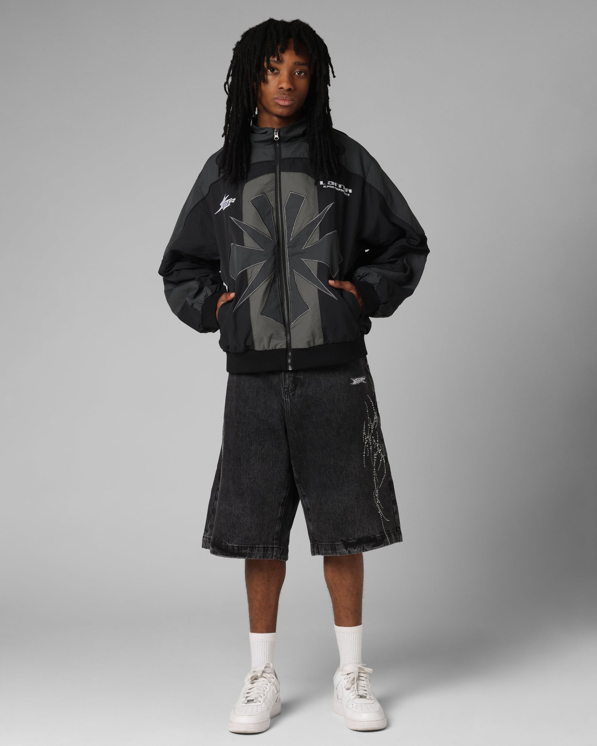 Loiter Goth Clique Jorts Black