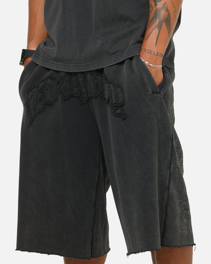Ed Hardy Double Dragon Applique Shorts Black