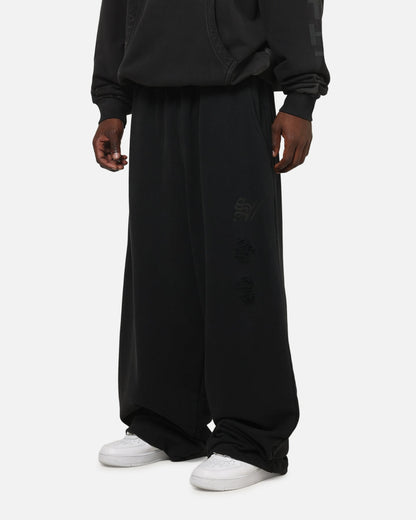 Saint Morta Distressed Baggy Sweatpants Black Wash