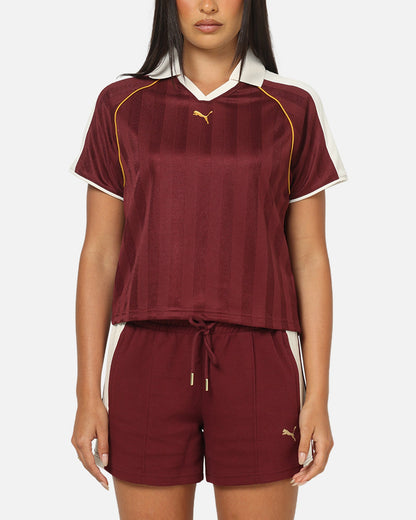 Puma Women's T7 Relaxed Football Jersey T-Shirt Ruby