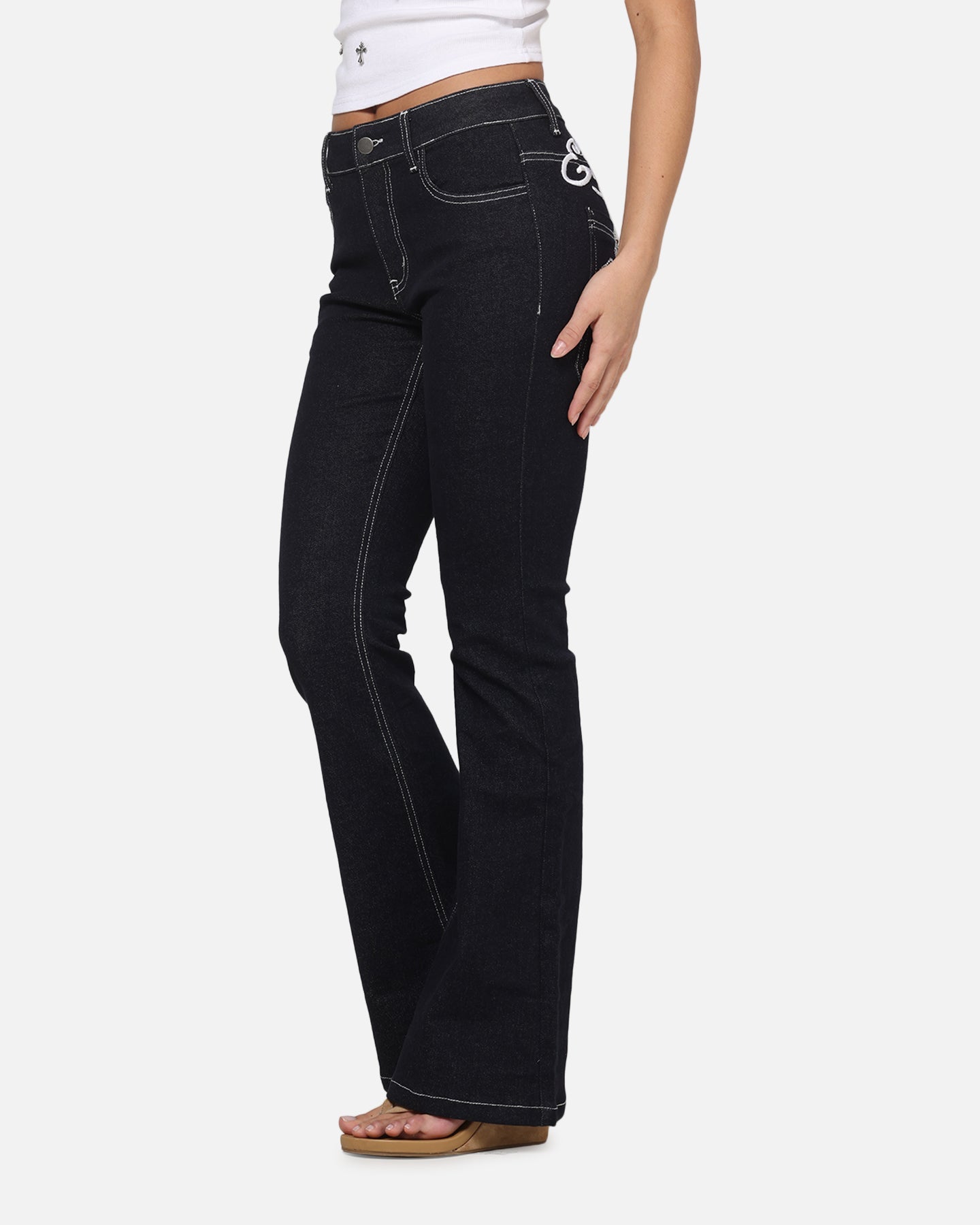 Ed Hardy Women's Stellar Bootcut Jeans Mid Blue