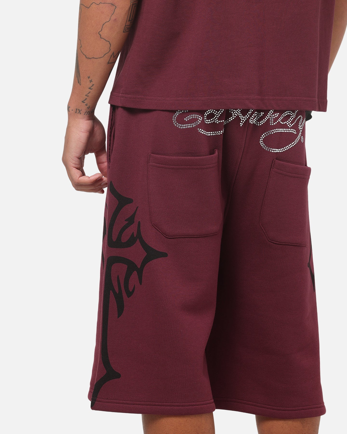 Ed Hardy Trinity Baggy Sweat Shorts Plum
