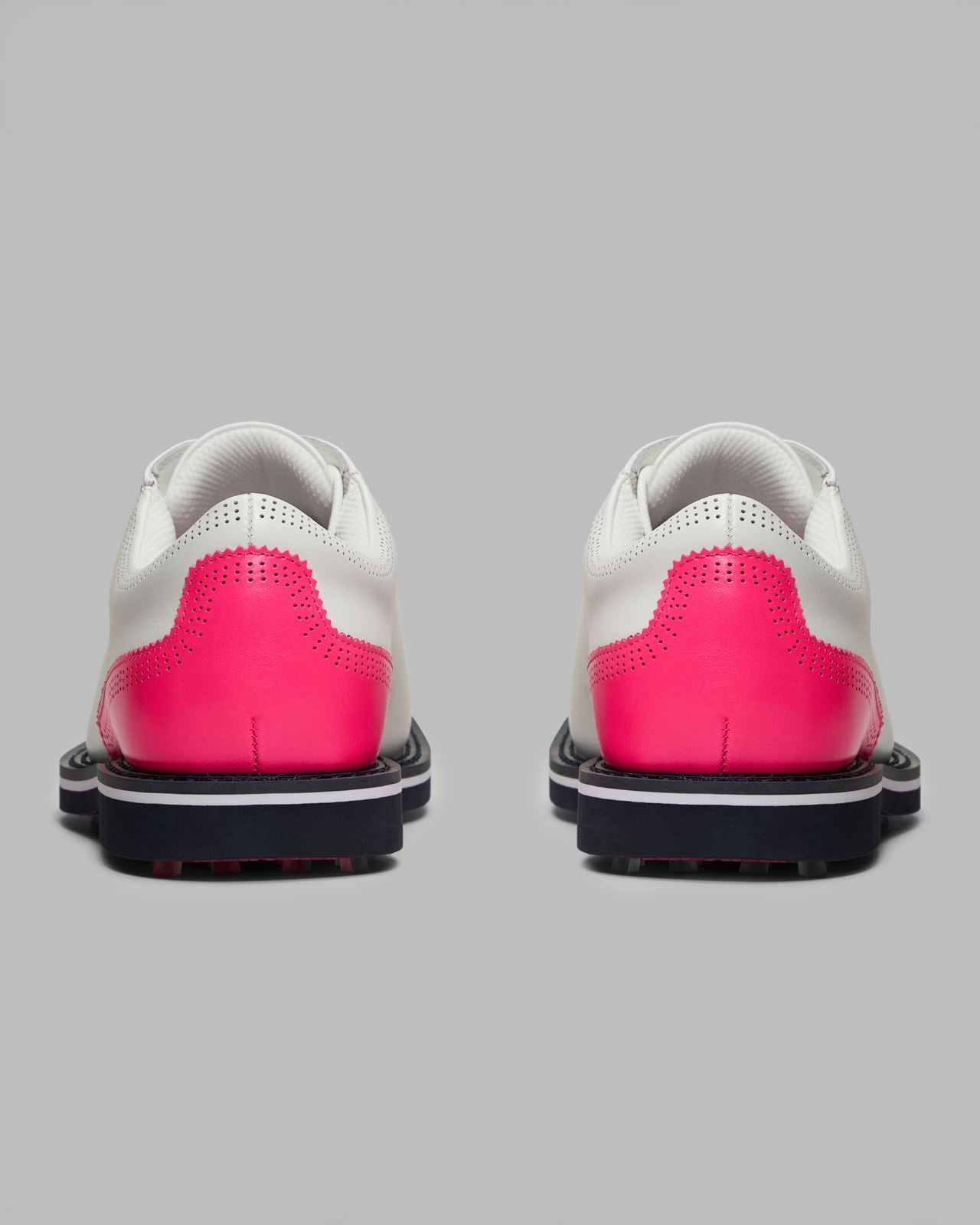 GALLIVANTER Leather Brogue Golf Shoes Snow/Knockout Pink