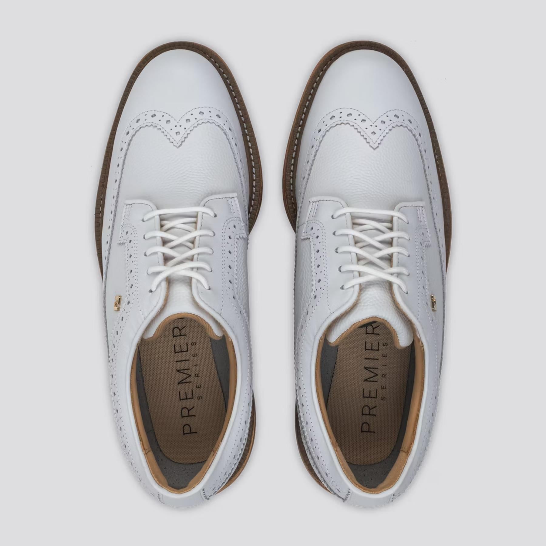 Premiere Series Marquis Cleated Laced Golf Shoes White/Brown
