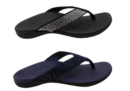 Axign Womens Comfortable Premium Bling Orthotic Thongs Sandals