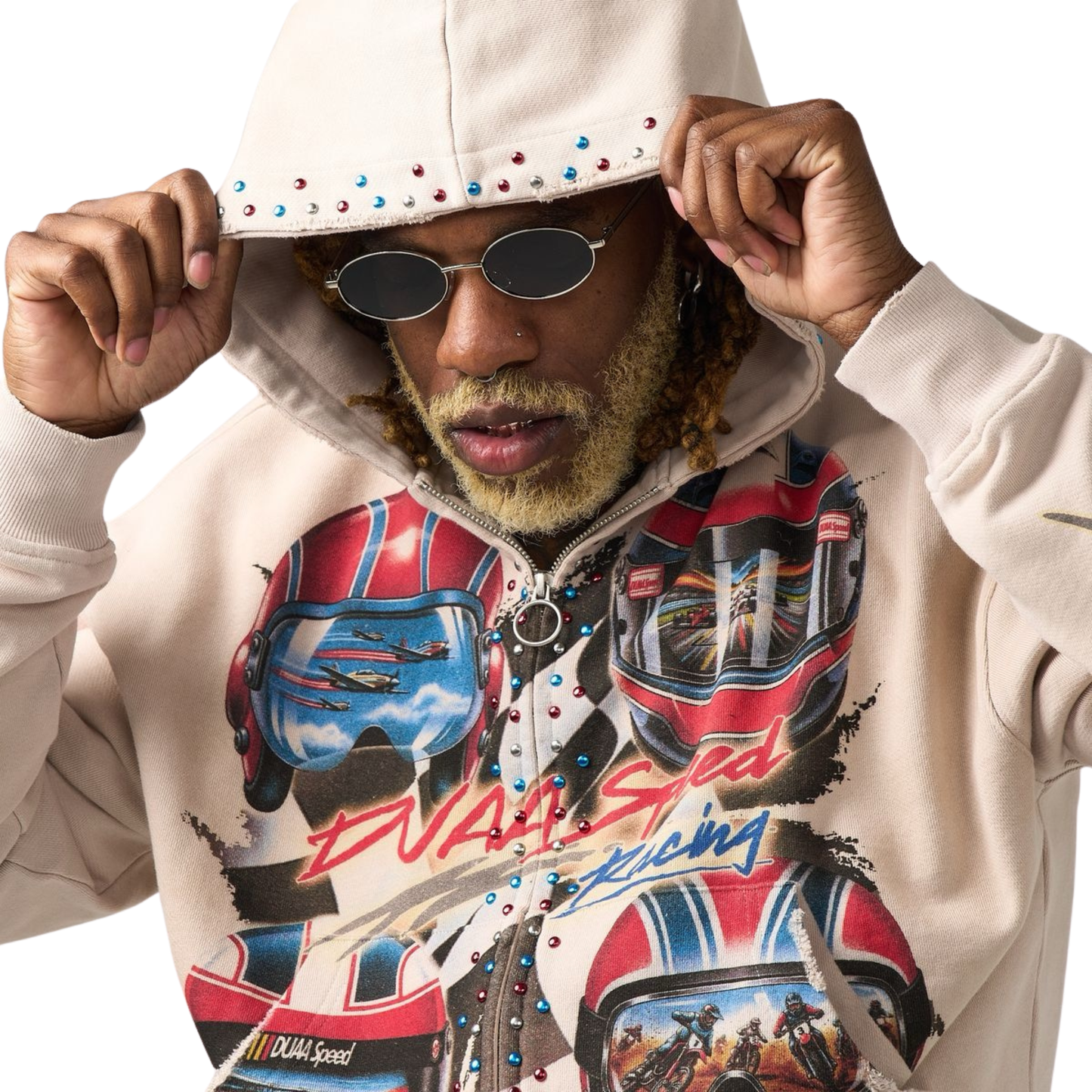 DUAA "Velocity" Zip Up Hoodie (Cream)