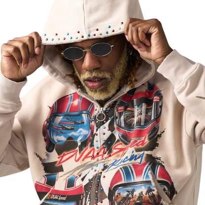 DUAA "Velocity" Zip Up Hoodie (Cream)