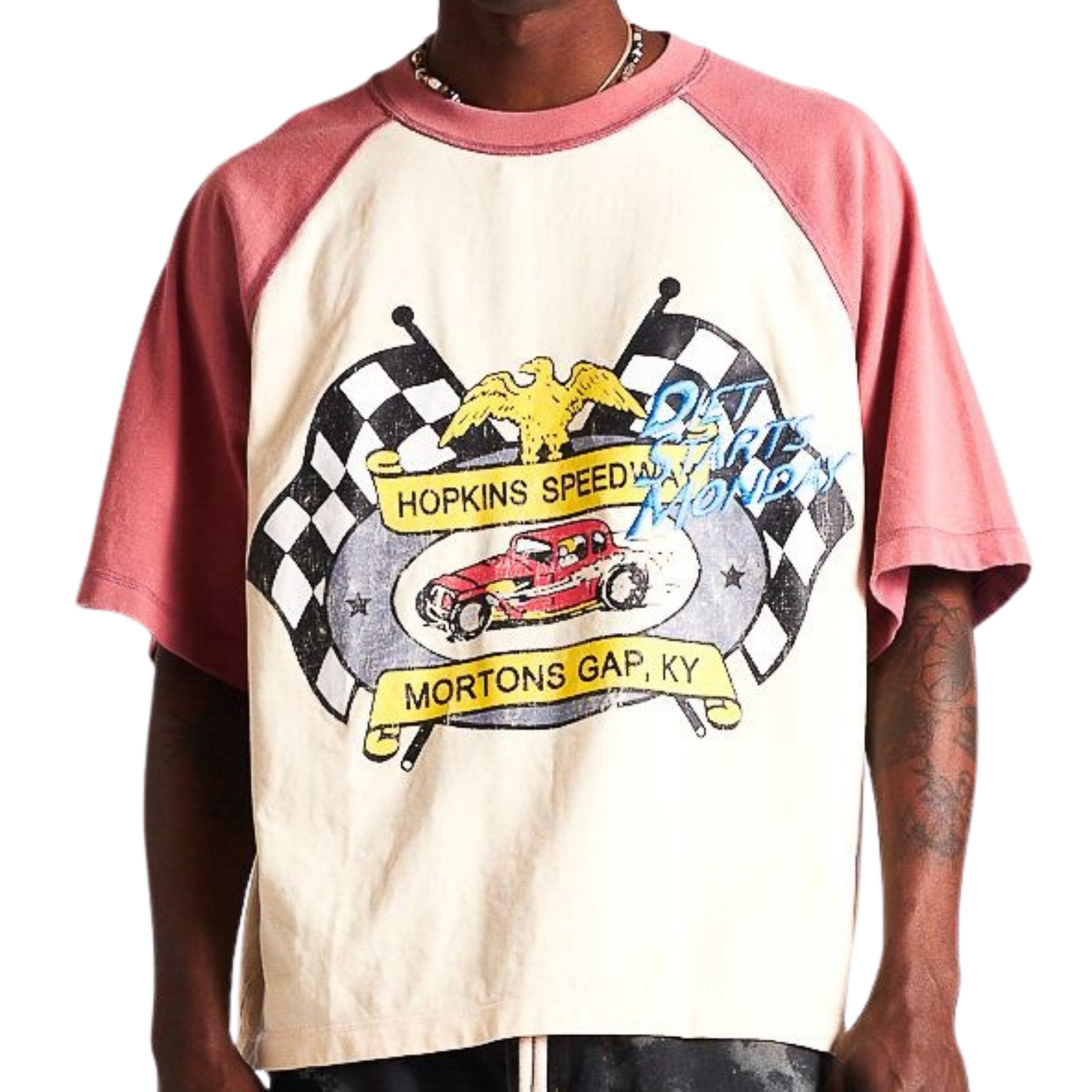 DSM "Mortons Gap Raglan" Tee- Red/Antique White