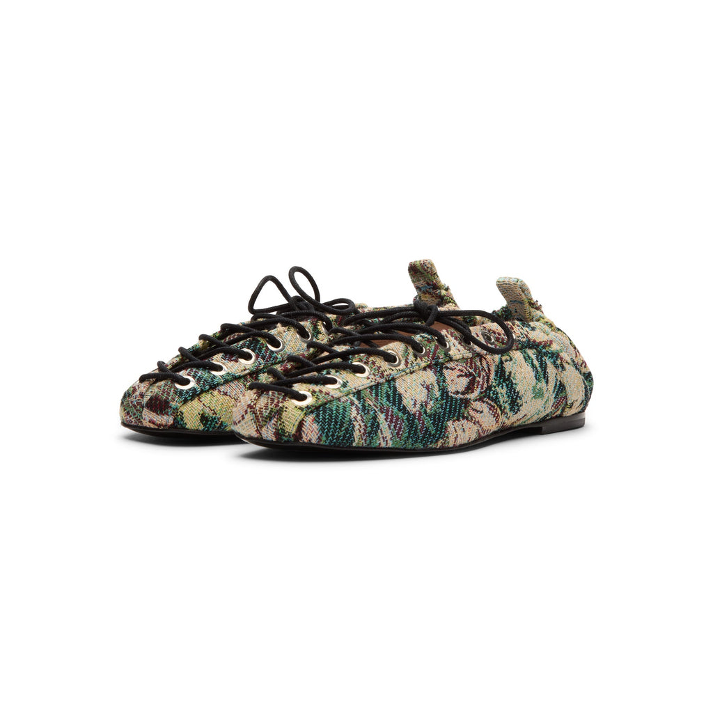 GANNI Lace Up Ballerina Tapestry (Jadeite)