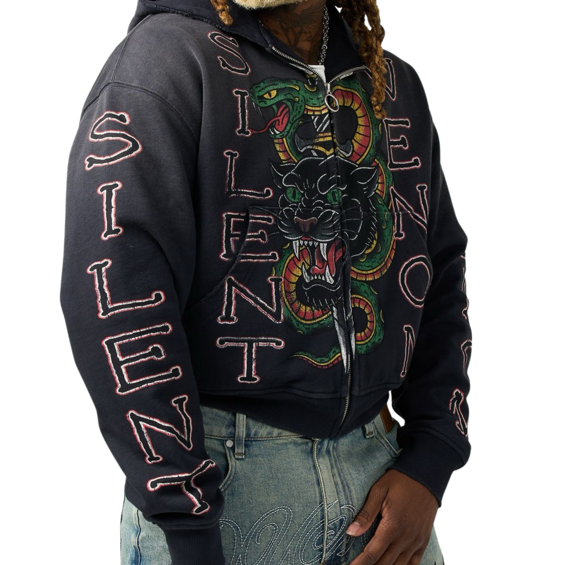 DUAA "Snake" Zip Up Hoodie (Black)