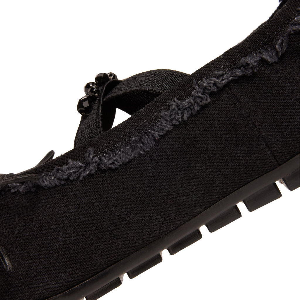 Simone Rocha Embellished Ballerina Grip Flats (Black/Jet)