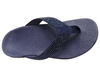 Axign Womens Comfortable Premium Bling Orthotic Thongs Sandals