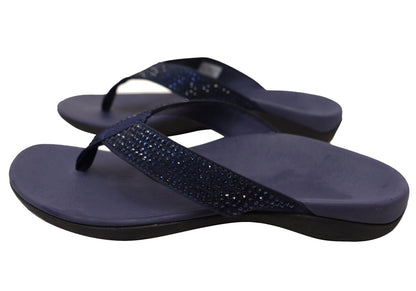 Axign Womens Comfortable Premium Bling Orthotic Thongs Sandals