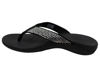 Axign Womens Comfortable Premium Bling Orthotic Thongs Sandals