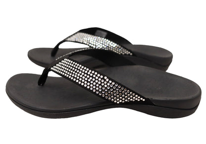 Axign Womens Comfortable Premium Bling Orthotic Thongs Sandals