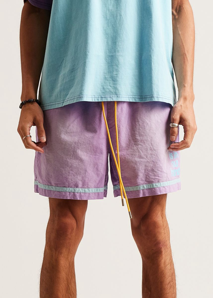 DSM Canvas Stripe Shorts-Purple