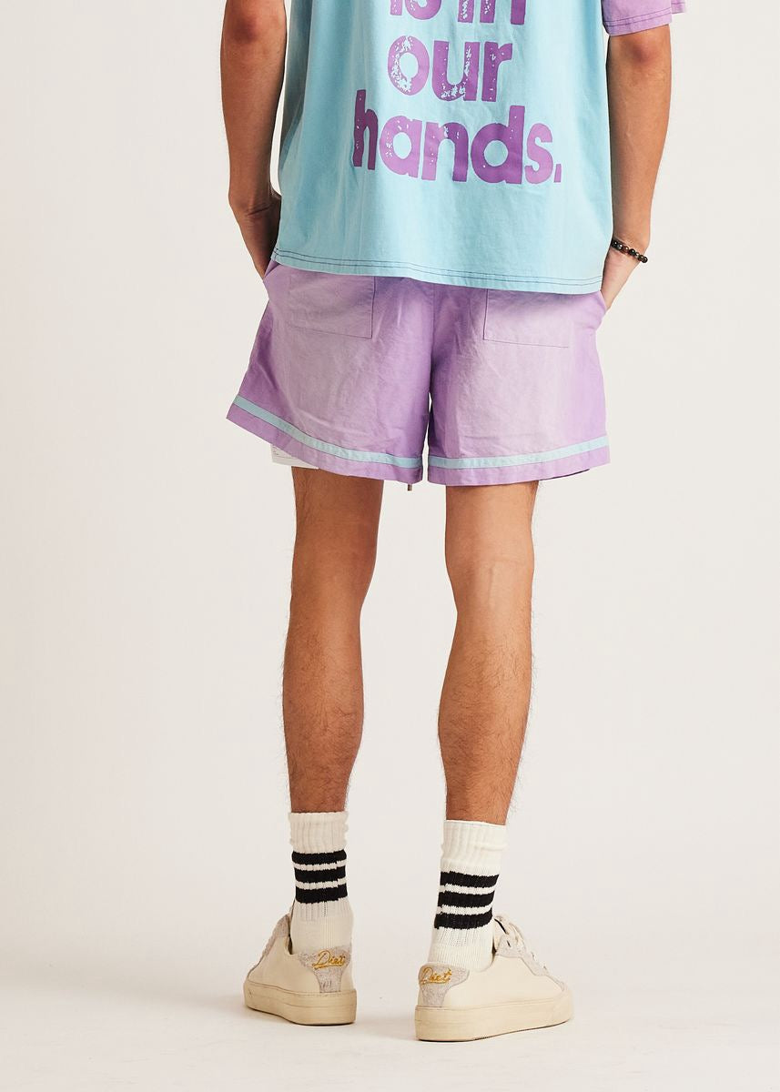 DSM Canvas Stripe Shorts-Purple