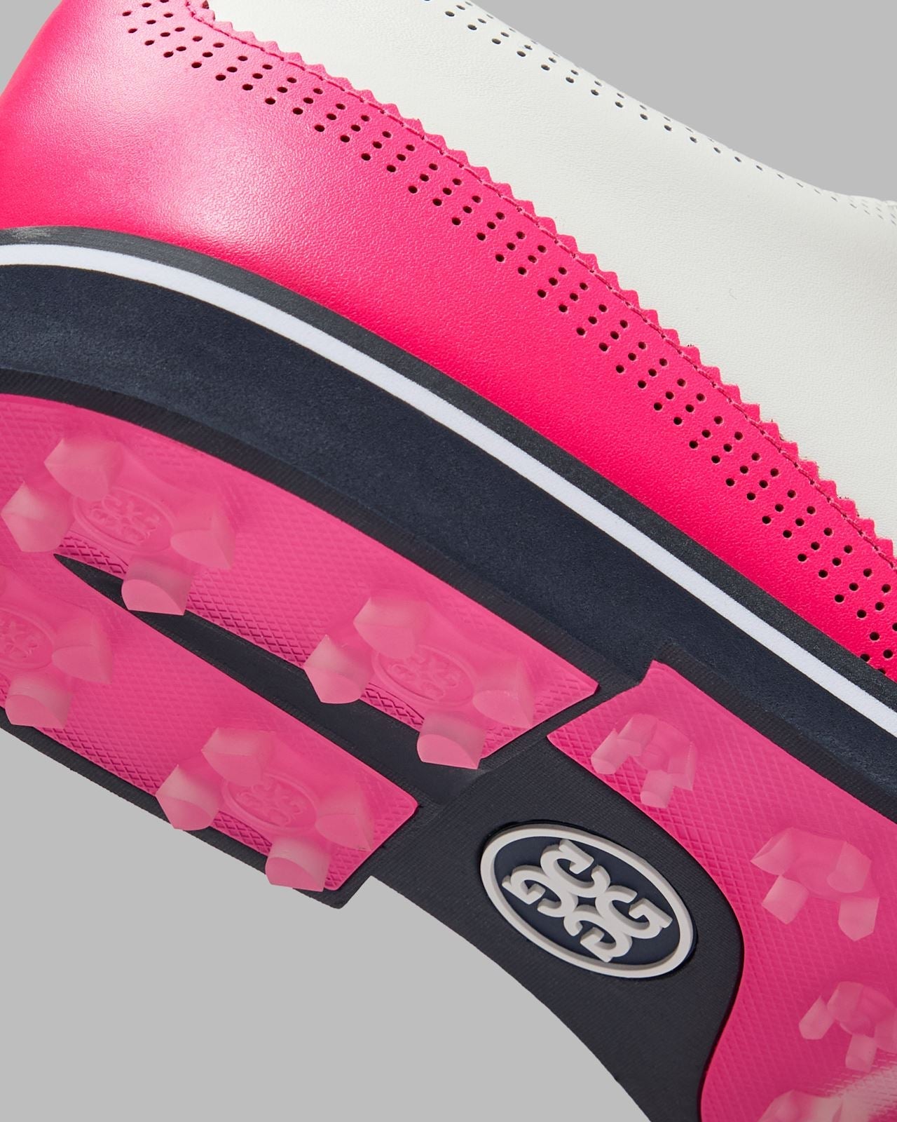 GALLIVANTER Leather Brogue Golf Shoes Snow/Knockout Pink
