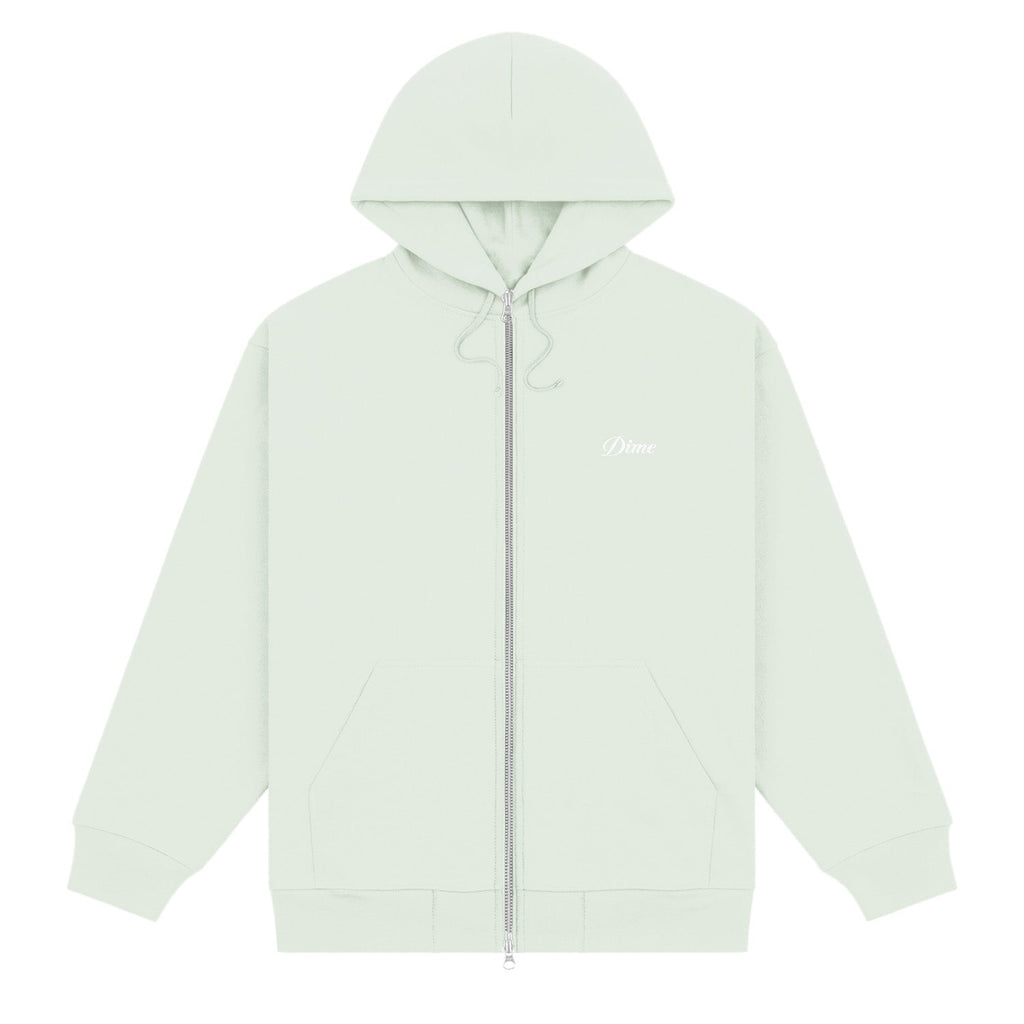 Dime Cursive Small Logo Zip Hoodie Mint