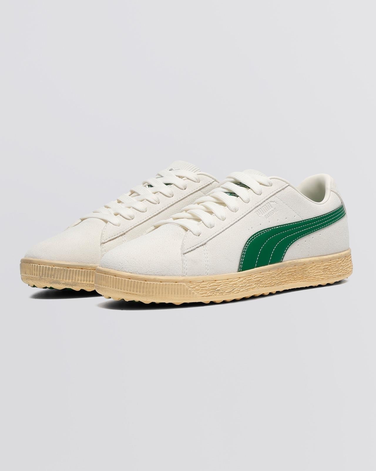 Puma Suede Golf Shoes Warm White/Luso Green